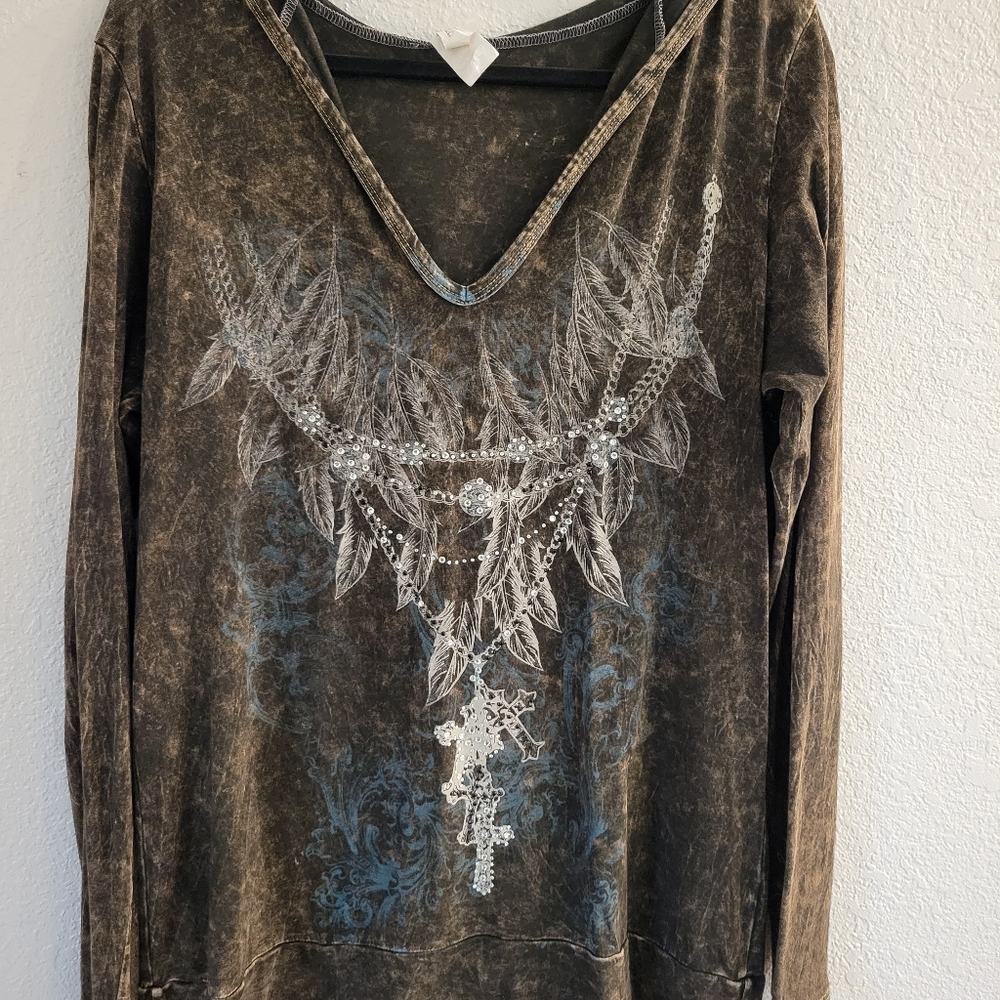 Lightweight hooded Sweatshirt Crystals Large XL